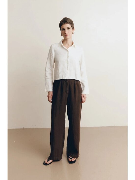 Vir Vita Pants - VIR VITA Marina Pleated Linen Trouser Sz S Chestnut